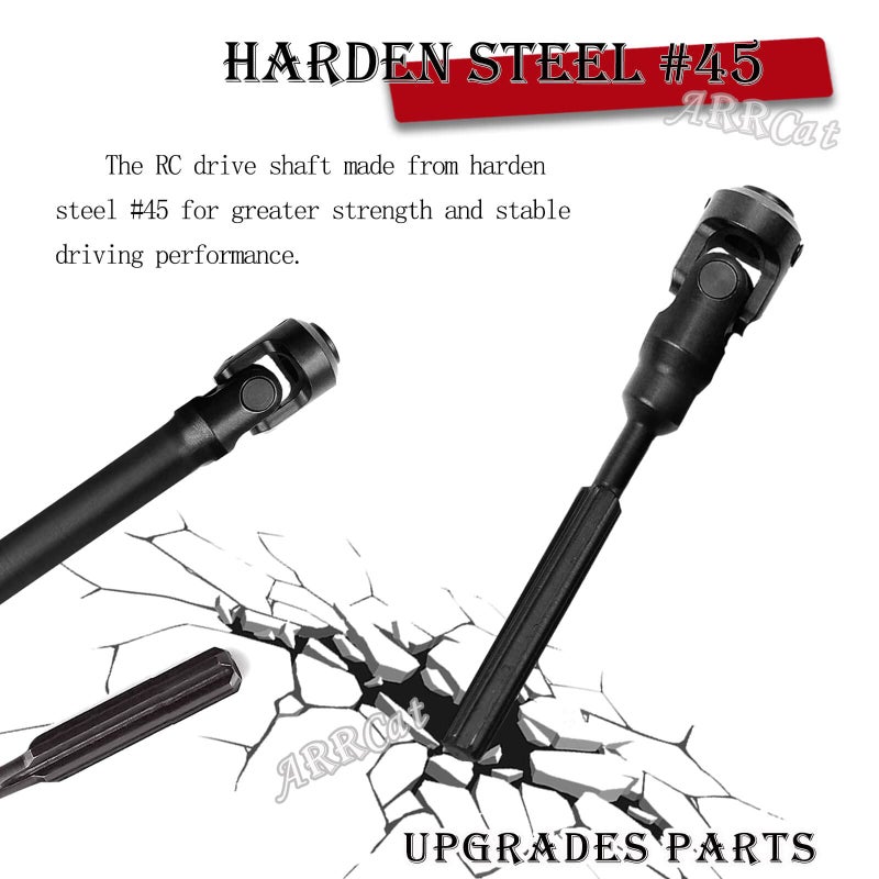 ARRCat 2PCS 77-101MM Universal Drive Shaft RC Upgrades for 1/10 Axial SCX10 SCX10-II Redcat D90 Gen7 /Pro RC4WD GEN8 RC Crawler,RC Upgrade Parts Hop-Ups,Steel Full Metal Drive Shaft,Black (77-101 MM,2PCS) - Image 3